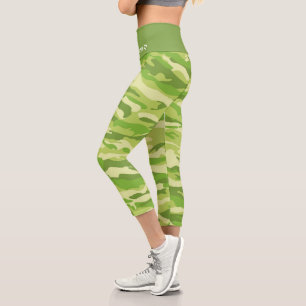 Leggings Capri Nom personnalisé Motif de camouflage vert