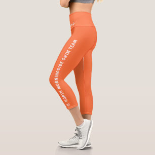 Leggings Capri Nom personnalisé Texte Logo Simple Orange Sport