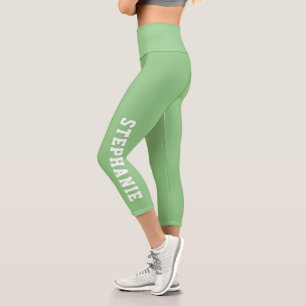 Leggings Capri Nom personnalisé vert menthe personnalisé