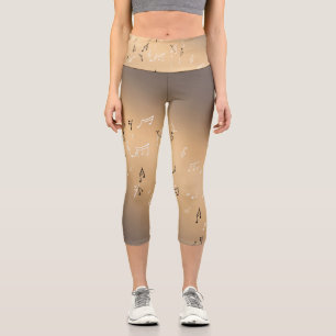 Leggings Capri Notes musicales dans la lune Brun doré
