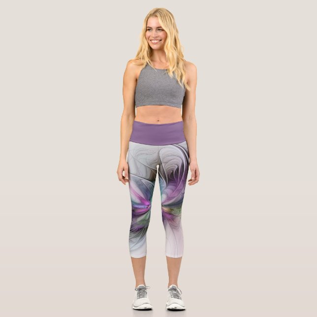 Leggings Capri Nouvelle vie, Colorful Abstrait Fractal Art Imagin (Recto)
