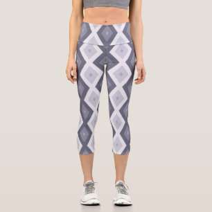 Leggings Capri Nuances de bleu gris motif diamant