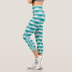 Leggings Capri Nuances de sarcelle avec des blocs de couleur gris