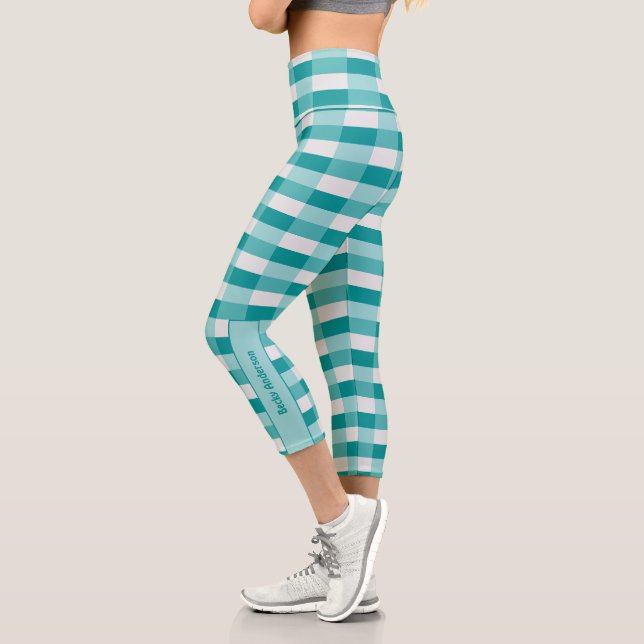 Leggings Capri Nuances de sarcelle avec des blocs de couleur gris (Gauche)