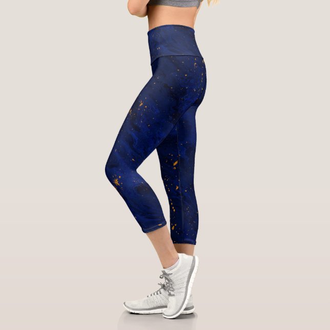 Leggings Capri Nuit Sky Capris Marine Blue Black Gold Imprimer (Gauche)