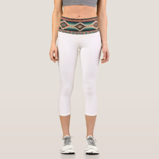 Leggings Capri « OAXACA BAND / BLANC » Capri taille haute 