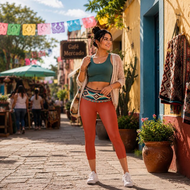 Leggings Capri « OAXACA BAND / BLOOD ORANGE » Capris taille haute (Créateur téléchargé)