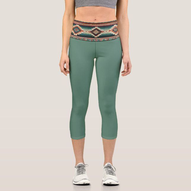 Leggings Capri “OAXACA BAND / MOSS” High-Waisted Capris  (Recto)
