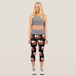 Leggings Capri Œufs Frits Bacon Petit Déjeuner Amateurs Foodie Ju