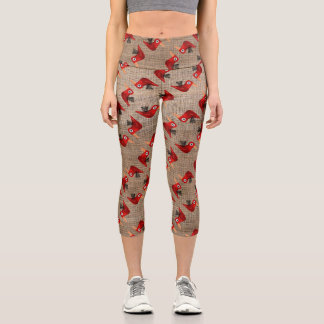Leggings Capri Oiseaux rouges