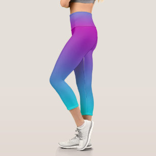 Leggings Capri Ombre bleu violet turquoise