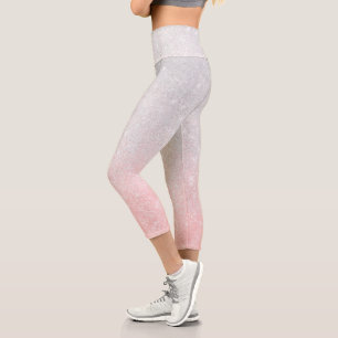 Leggings Capri Ombre de Parties scintillant en argent et rose