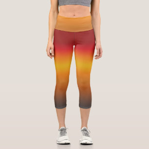 Leggings Capri Ombre jaune rouge orange rouge vibrant