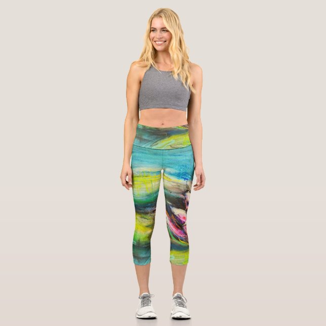 Leggings Capri Ondes de calme fleuries (Recto)