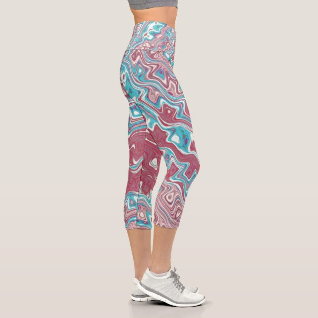 Leggings Capri Ondes rouges et bleues (Droite)
