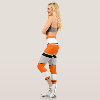 Leggings Capri Orange, blanc, noir et cendré vibre