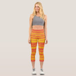 Leggings Capri Orange rouge jaune rayures<br><div class="desc">Orange Rouge Jaune Bandes Capri Leggings</div>