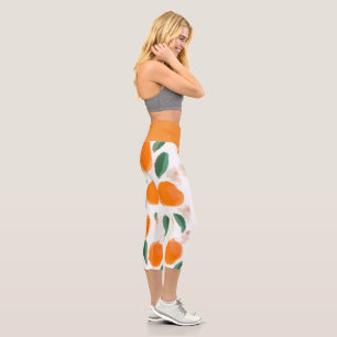 Leggings Capri Oranges Abstraites Jambes de Capri Gris Botanique