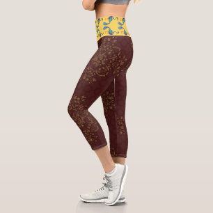 Leggings Capri Ornement Et Oiseaux   Zazzle_Growshop.