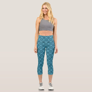 Leggings Capri Ornement floral baroque bleu clair 21102020