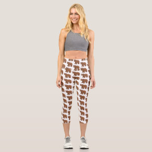 Leggings Capri Ours mignon avec dessin animé sur les fleurs
