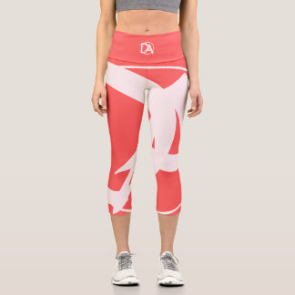 Leggings Capri Oversized Initials in Rosé and Red