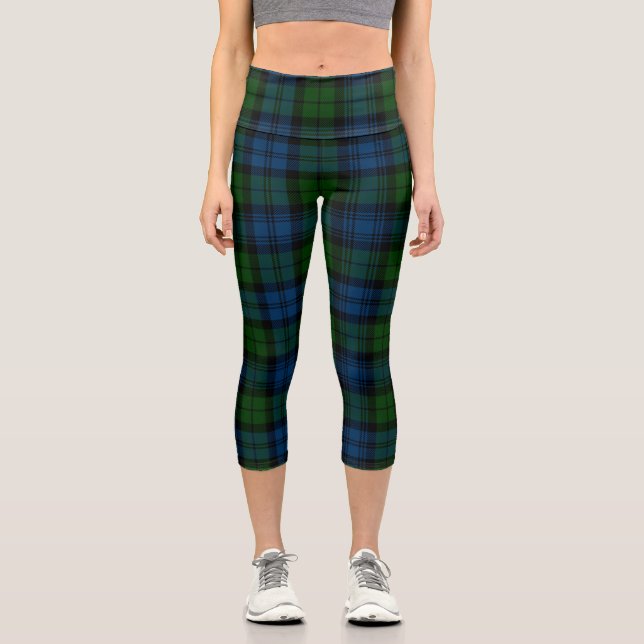 Leggings Capri Paid Clan Campbell Militaire Green Tartan noir (Recto)