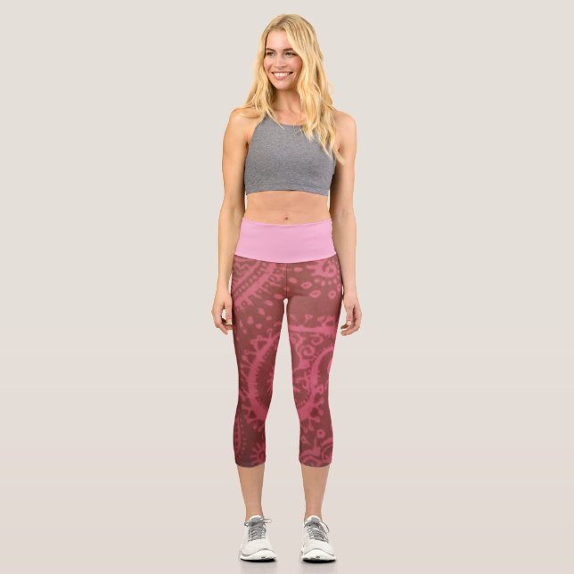 Leggings Capri Paisley Rose Rouge TAILLE SMALL (Recto)