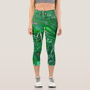 Leggings Capri Palmier vert plante pastel feuille