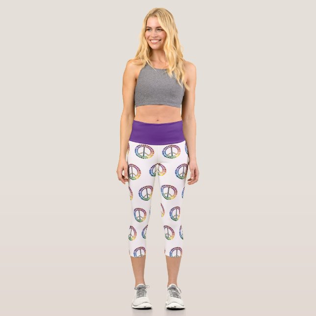 Leggings Capri Panneau de paix Parties scintillant arc-en-ciel (Recto)