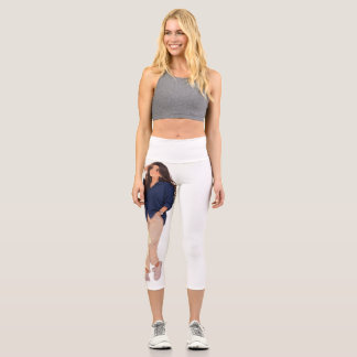 Leggings Capri Pantalon blanc taille haute, pantalon de yoga avec