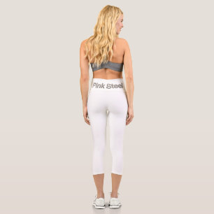 Leggings Capri Pantalon capri blanc en acier rose à la taille arr