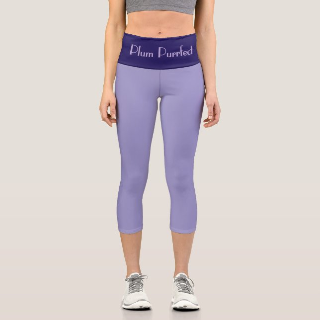 Leggings Capri Pantalon capri « PLUM PURRFRCT » taille haute pers (Recto)