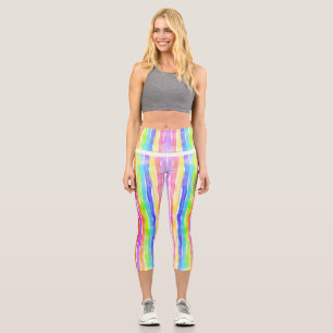 Leggings Capri Pantalon de yoga Capri rayé moderne coloré