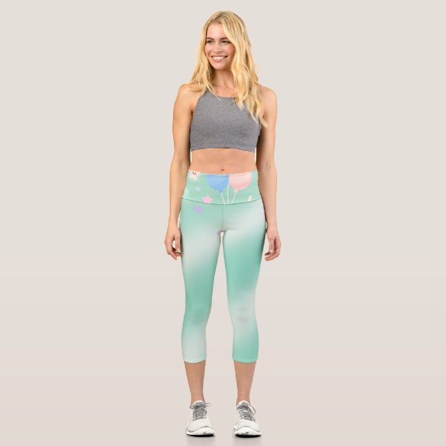 Leggings Capri Pantalon de Yoga Vert Pastel - doux, élégant et él (Recto)