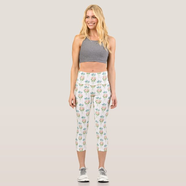 Leggings Capri Papier peint baroque bouquet de fleurs (Recto)