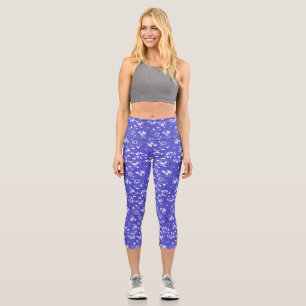 Leggings Capri Papier peint baroque - fleur bleue