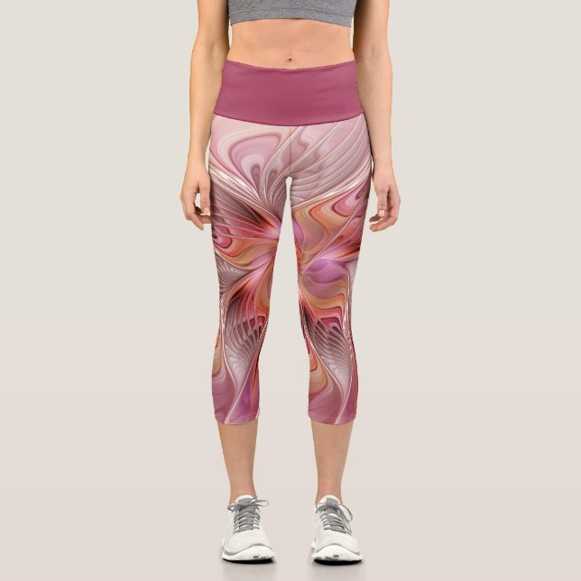 Leggings Capri Papillon Abstrait coloré Imaginaire Fractal Art (Recto)