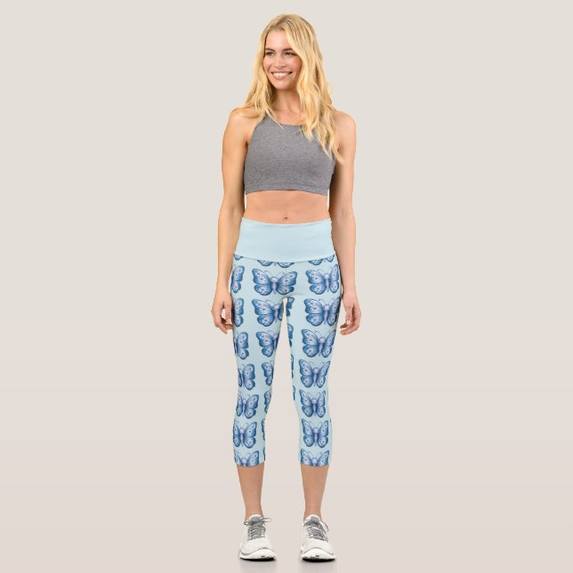Leggings Capri Papillon bleu (Recto)