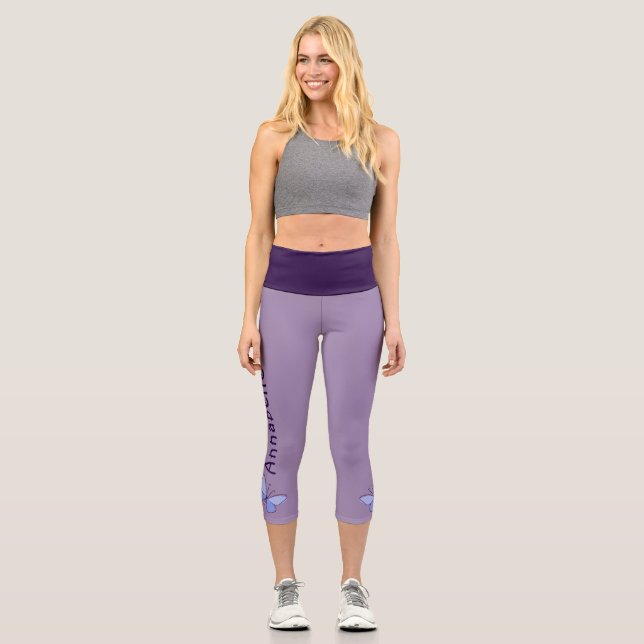Leggings Capri Papillon Bleu - Nom - Violet (Recto)