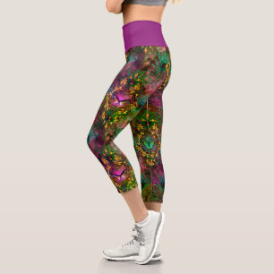 Leggings Capri Papillon en plumes de paon victorien élégant viole