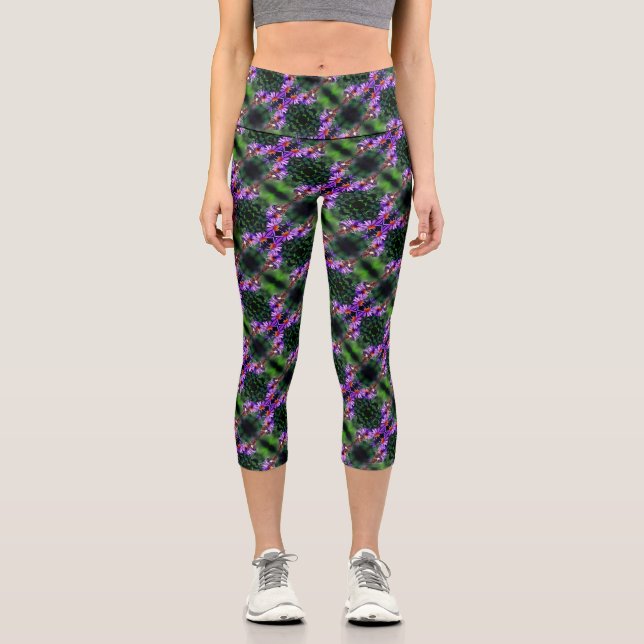 Leggings Capri Papillon Lady Peint Sur Aster Flower Abstrait (Recto)