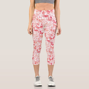 Leggings Capri Papillons Aquarelle Corail rose