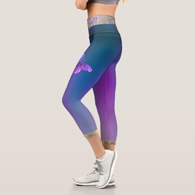 Leggings Capri Papillons & Purple Capris haut taille (Gauche)