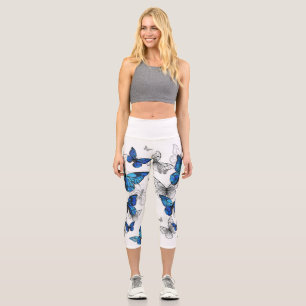 Leggings Capri Papillons volants bleus Morpho