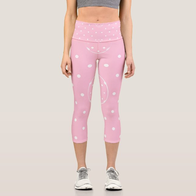 Leggings Capri Parade des pois roses (Recto)