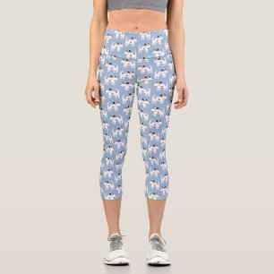Leggings Capri Parson Jack Russell Terrier Dog Pattern Blue