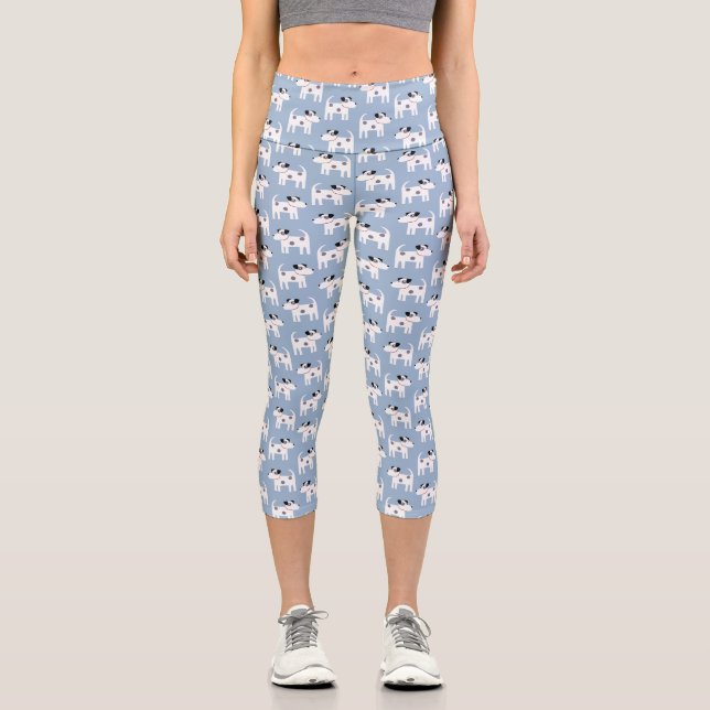 Leggings Capri Parson Jack Russell Terrier Dog Pattern Blue (Recto)