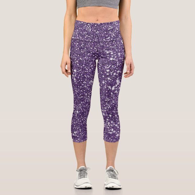 Leggings Capri Parties scintillant Abstraite violet imprimé - Reg (Recto)
