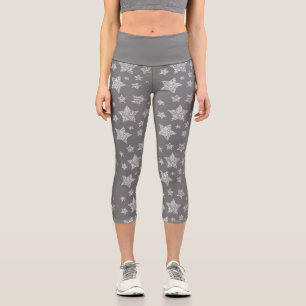 Leggings Capri Parties scintillant argent scintille Étoiles motif